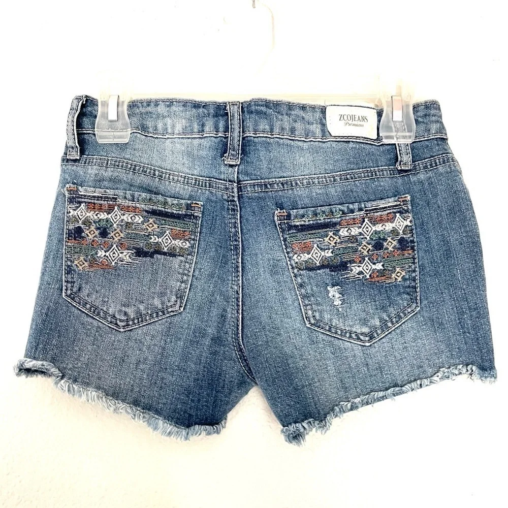 ZCO JEANS girls embroidered cut off denim jeans-14